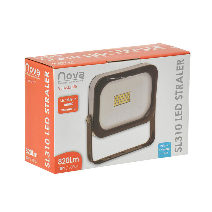 Nova LED Straler / Bouwlamp SL310 Slimeline 10 Watt - 3000K - 820 Lumen