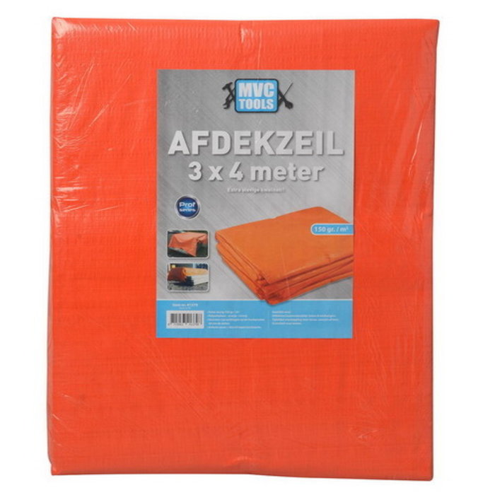 MVC Tools Prof bouwzeil/afdekzeil 3 x 4 meter ORANJE 150gr