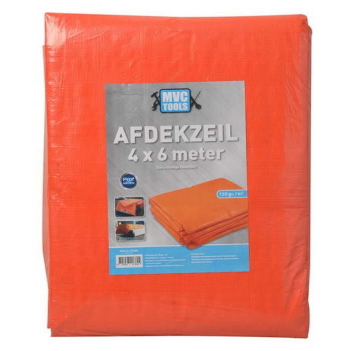 MVC Tools Prof bouwzeil/afdekzeil 4 x 6 meter ORANJE 150gr
