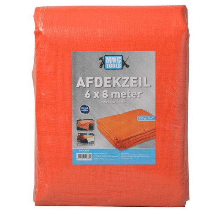 MVC Tools Prof bouwzeil/afdekzeil 6 x 8 meter ORANJE 150gr