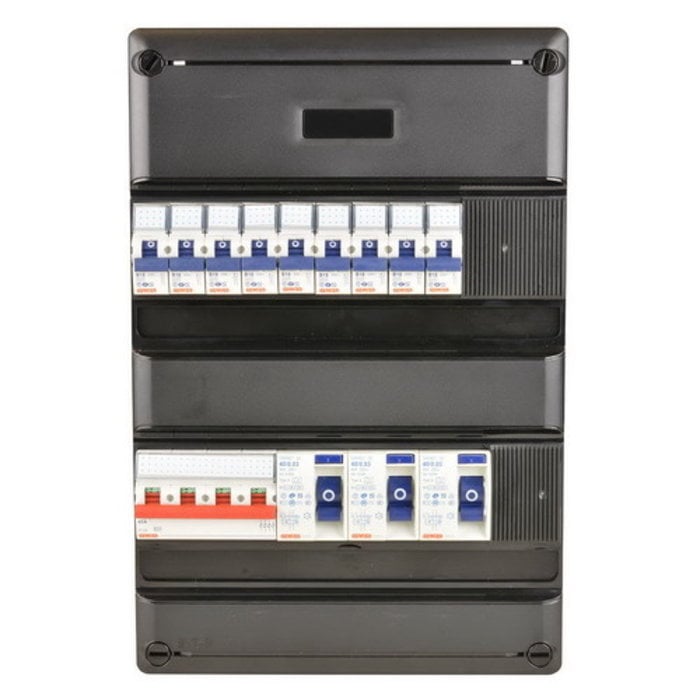 Gewiss groepenkast 9X16A 3aardlekschakelaar 2P + hoofdschakelaar 4P 3Fase