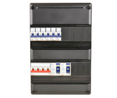 Gewiss groepenkast 6X16A Aardlekschakelaar 2P + hoofdschakelaar 4P 3Fase