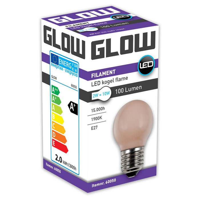 Glow LED Flame kogel 2W-10W E27 1900K G45 100LM niet dimbaar