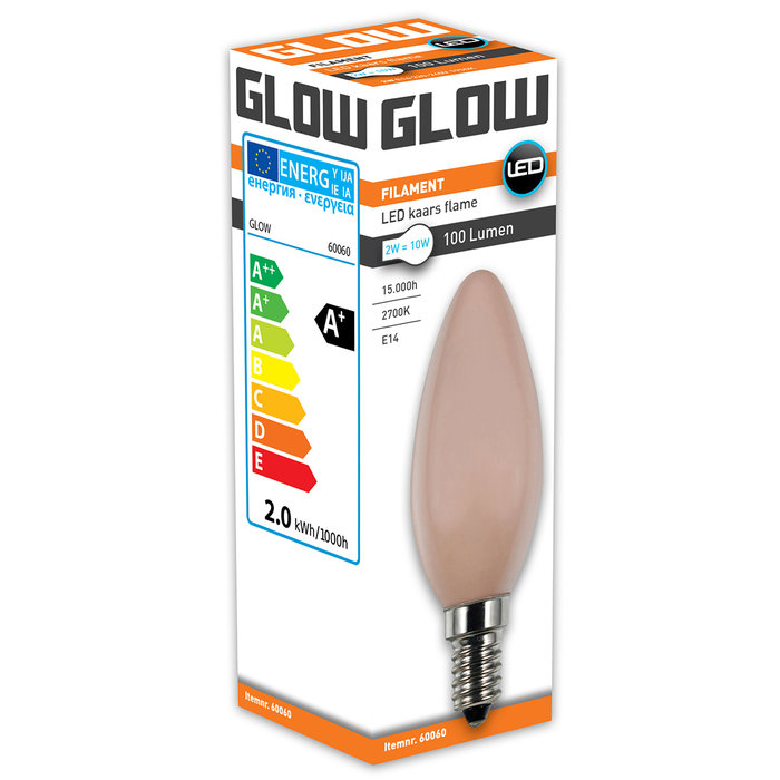 Glow LED Flame kaars 2W-10W E14 1900K C35 100lm niet dimbaar