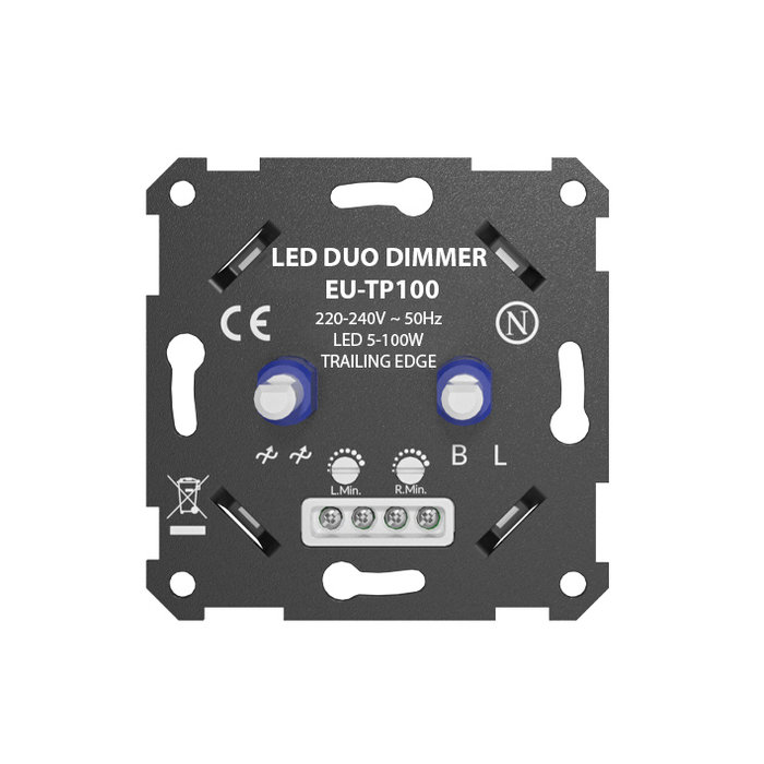 Ratio LED DUO dimmer 2x 5-100W inbouw inclusief afdekraam