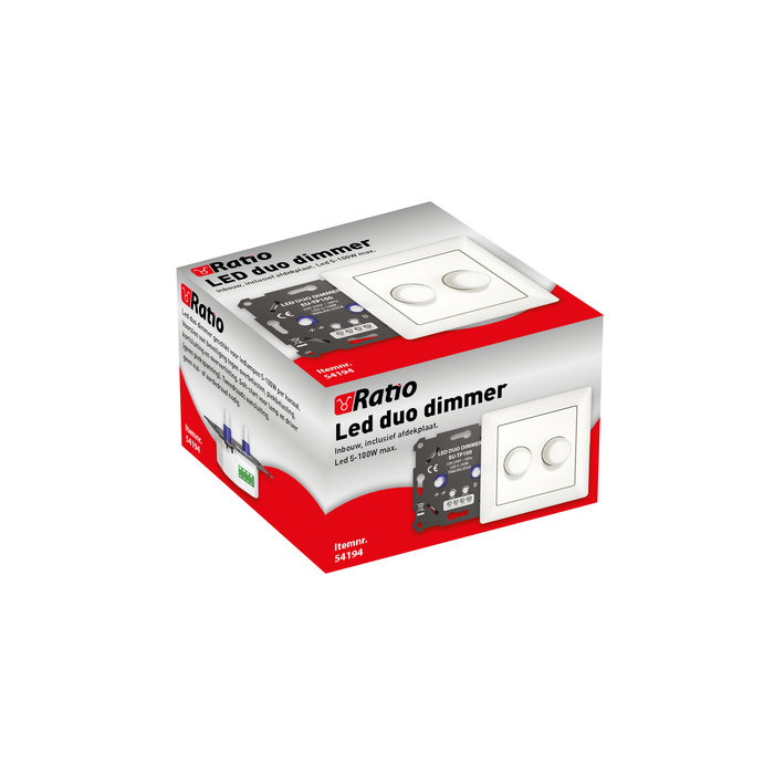 Ratio LED DUO dimmer 2x 5-100W inbouw inclusief afdekraam