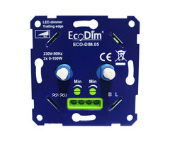 EcoDim EcoDim ECO-DIM.05 led duo dimmer fase afsnijding 2x100W maximaal