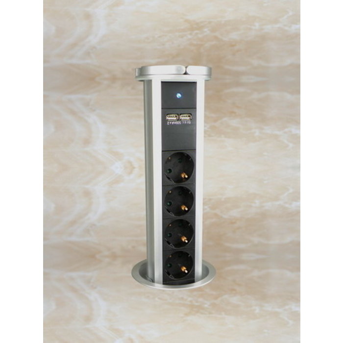 VB Extend VB 61075 Stekkerdoos voor Inbouw in Tafelblad + 2 x USB