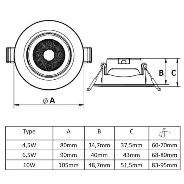 Interlight Interlight Led downlights spot led 2700K 4W ip44 - IL-DCM4K27B
