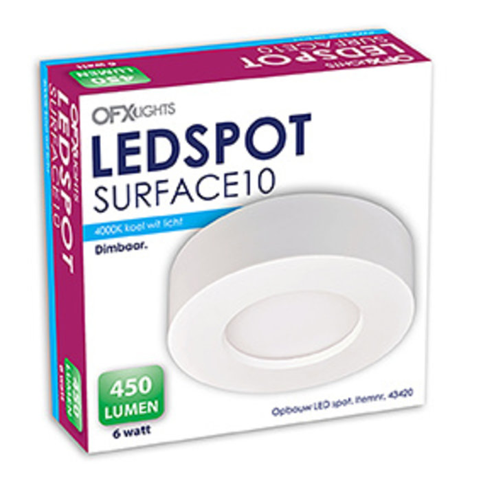 OFXlights LEDspot Surface 10 opbouw 6W 4000K Dimbaar Ø122mm