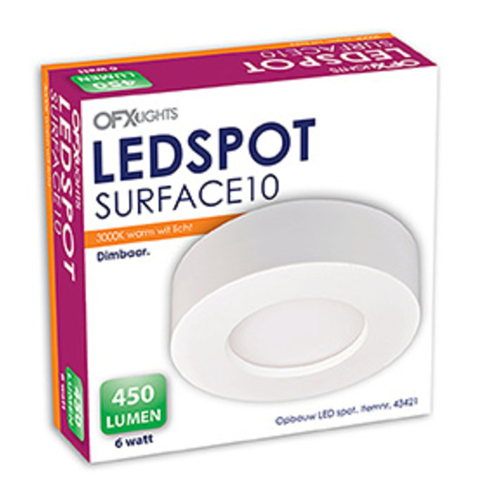 OFXlights LEDspot Surface 10 opbouw 6W 3000K Dimbaar Ø122mm
