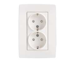 Niko Niko Wandcontactdoos inbouw ra 2V kindveilig wit - 101-67835