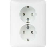 Niko Niko Switches & Sockets Dubbel Stopcontact met randaarde en beschermingsafsluiters, verticaal, - 101-67865