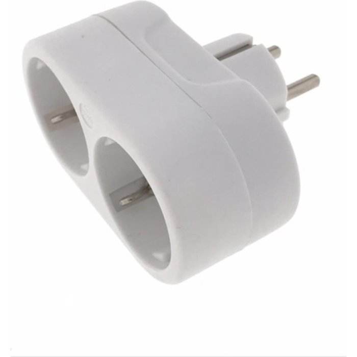 Benson Benson Stopcontactsplitter  duo  verloop  wit horizontaal + randaarde