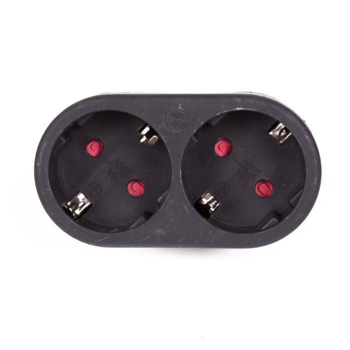 Benson Stopcontactsplitter  duo  verloop  zwart horizontaal + randaarde