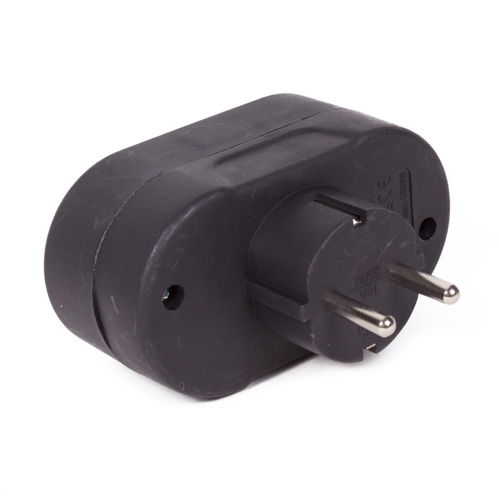 Benson Stopcontactsplitter  duo  verloop  zwart horizontaal + randaarde