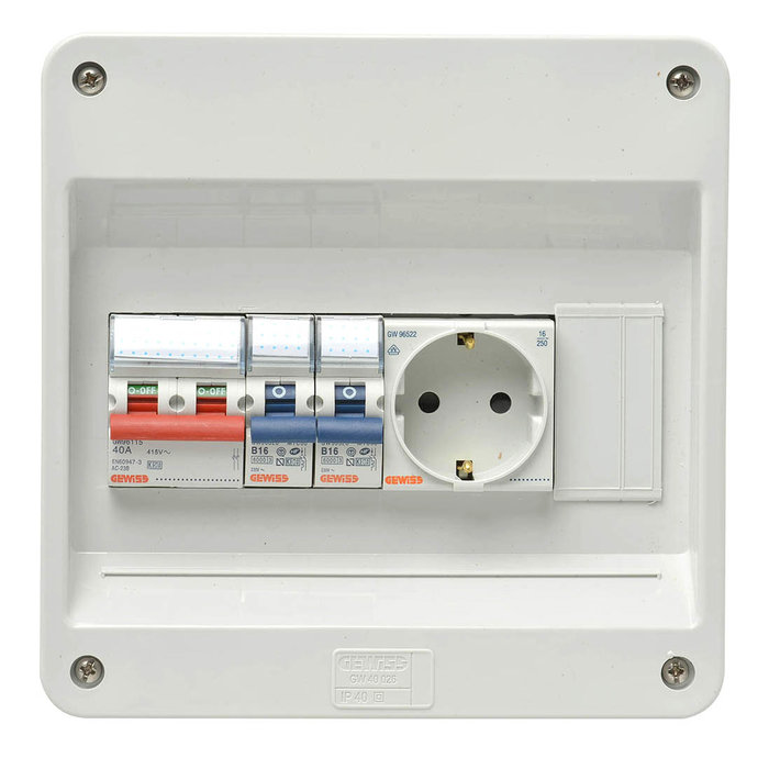 Gewiss PV verdeler 1Fase 1hfd+2x16A - B kar+wcd