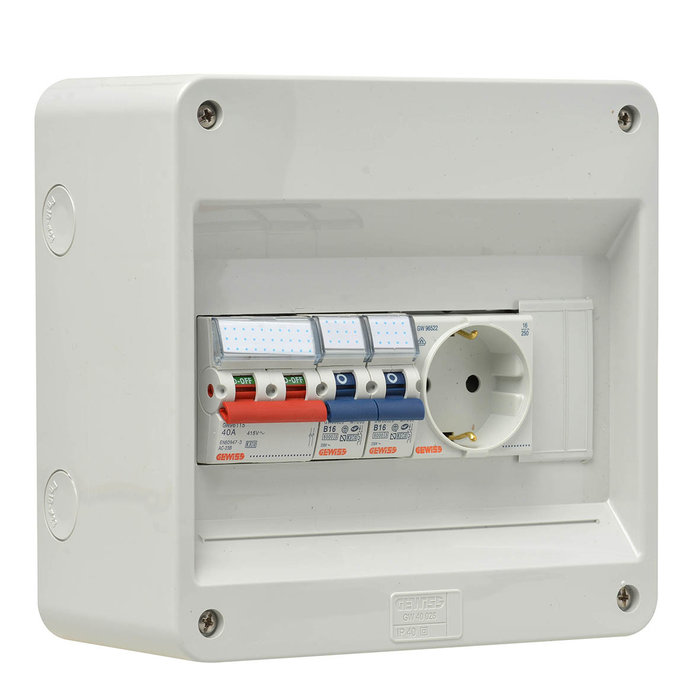 Gewiss PV verdeler 1Fase 1hfd+2x16A - B kar+wcd