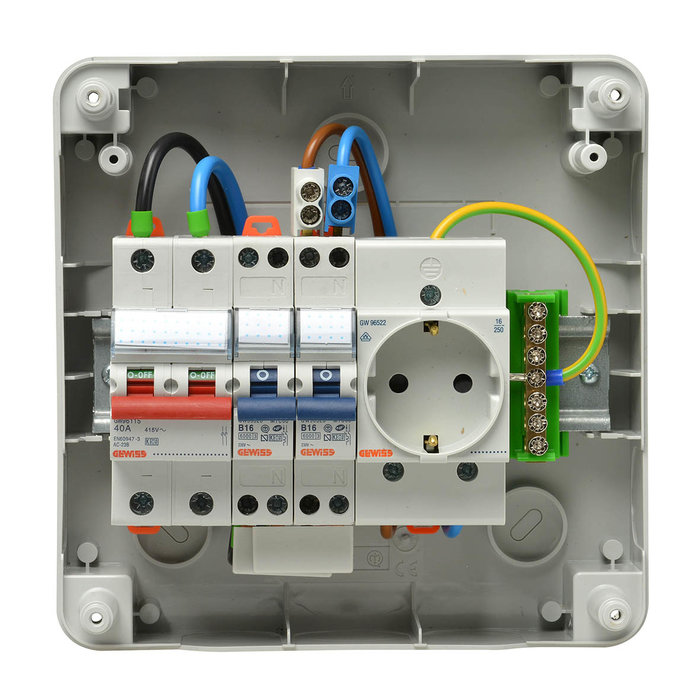 Gewiss PV verdeler 1Fase 1hfd+2x16A - B kar+wcd