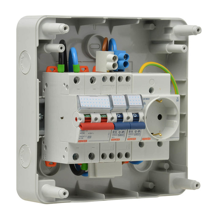 Gewiss PV verdeler 1Fase 1hfd+2x16A - B kar+wcd
