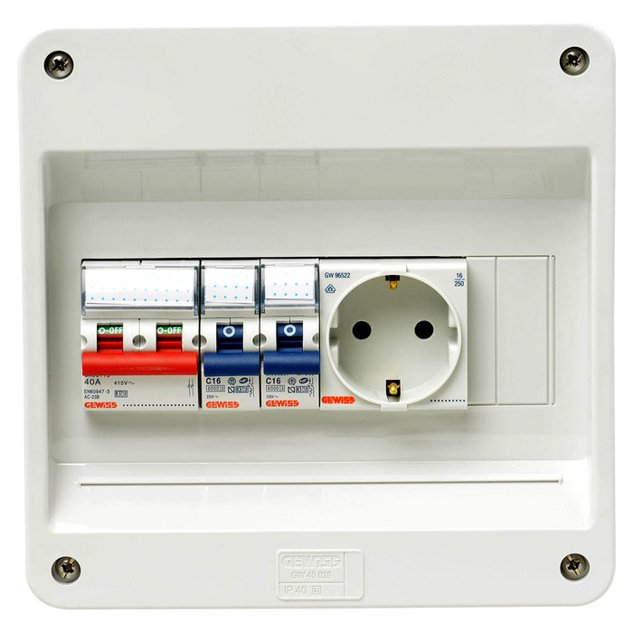 Gewiss PV verdeler 1Fase 1hfd+2x16A - C kar+wcd