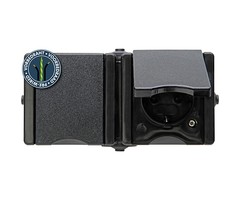 Kopp Kopp stopcontact 2-voudig met randaarde, voorbedraad, met klapdeksel IP44 horizontaal - ProAQA zwart - 950606006