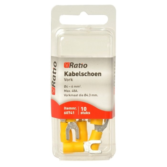 Ratio Kabelschoen vork 4mm 4-6mm²- 10st in blister