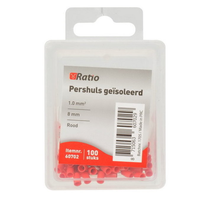 Ratio Adereindhuls geisoleerd 1mm² (rood) 100 stuks