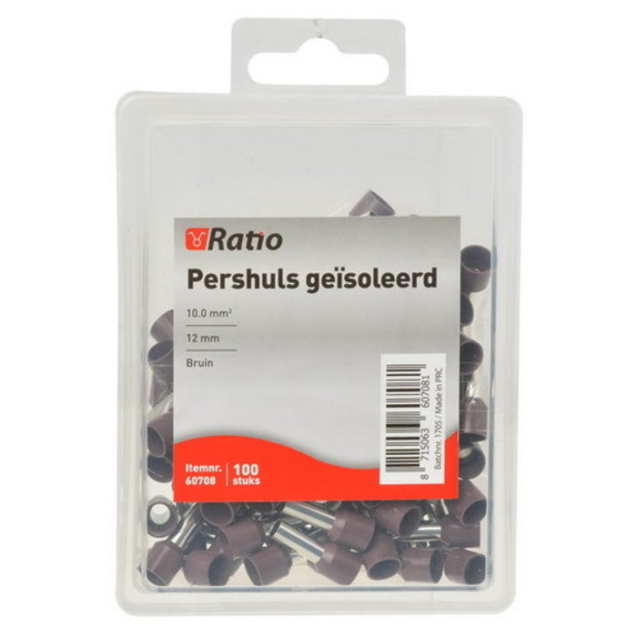 Ratio Adereindhuls geisoleerd 10mm² (bruin) 100 stuks