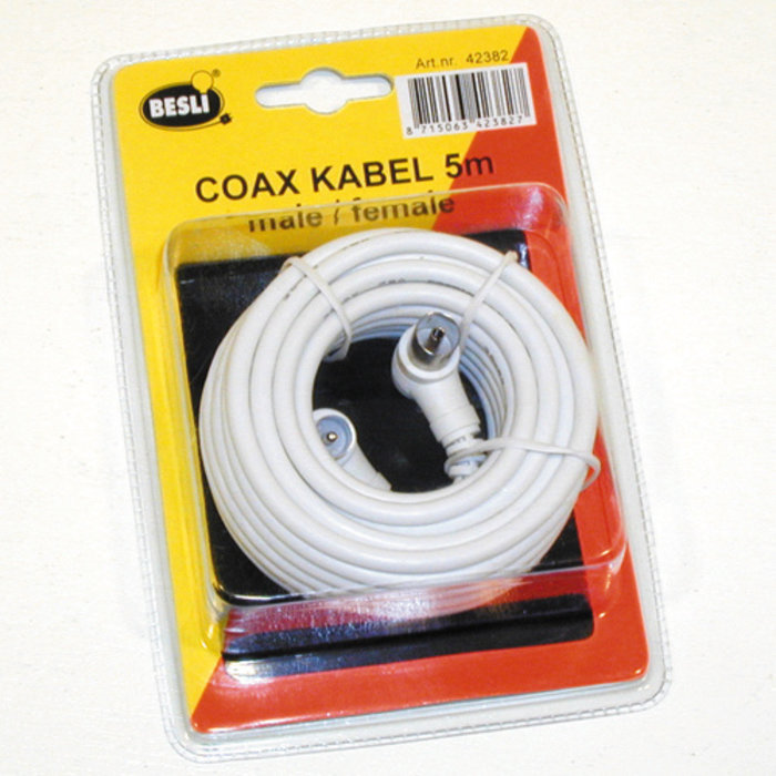 Coax verlengsnoer 5 meter in blister - 42382
