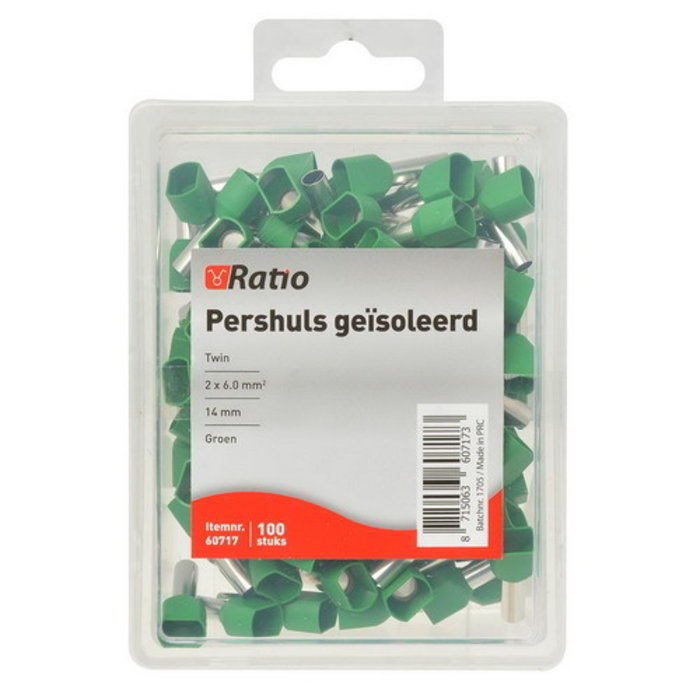 Ratio Adereindhuls geisoleerd twin 6mm² (groen) 100 stuks
