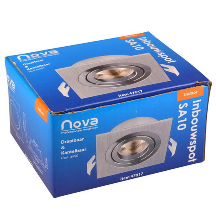 Nova LUX Inbouwspot kantelbaar - Vierkant - GU10 - Aluminium