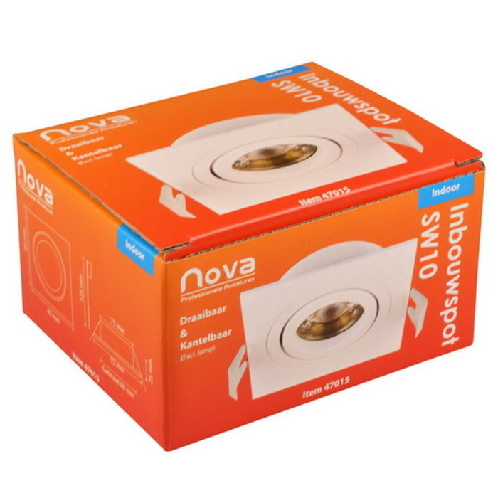 Nova LUX Inbouwspot kantelbaar - Vierkant - GU10 - Wit