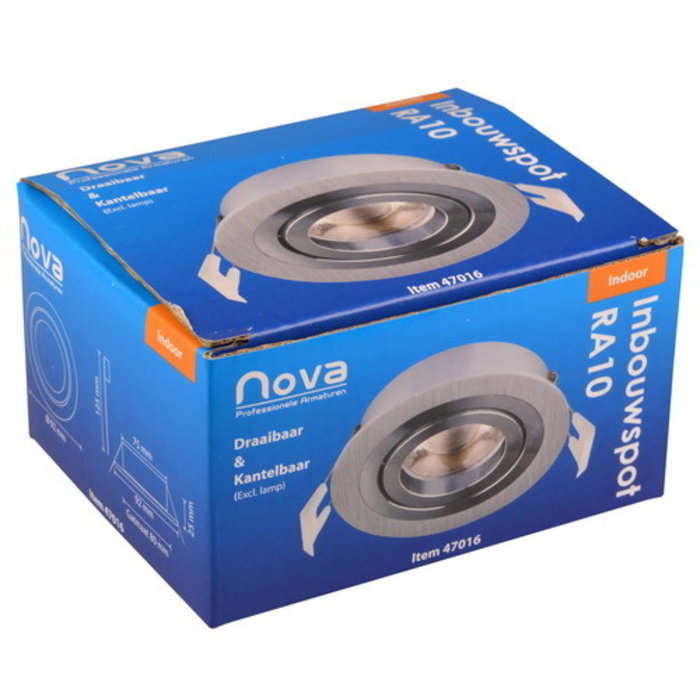 Nova LUX inbouwspot rond kantelbaar - GU10 - Aluminium