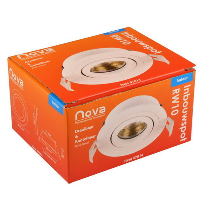 Nova LUX inbouwspot rond kantelbaar - GU10 - Wit