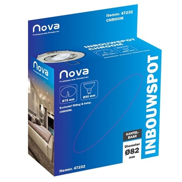 Nova Inbouwspot kantelbaar Ø50mm lamp chroom