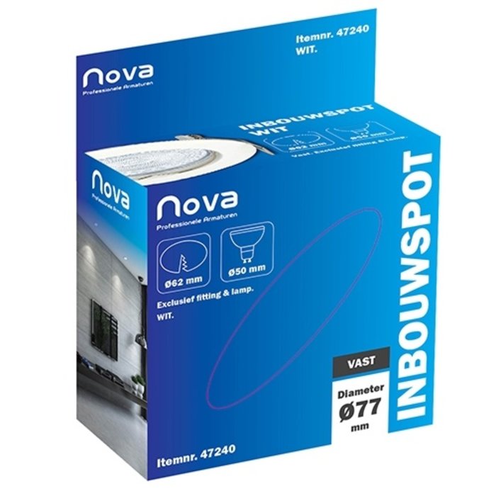 Nova Inbouwspot vast Ø50mm lamp wit