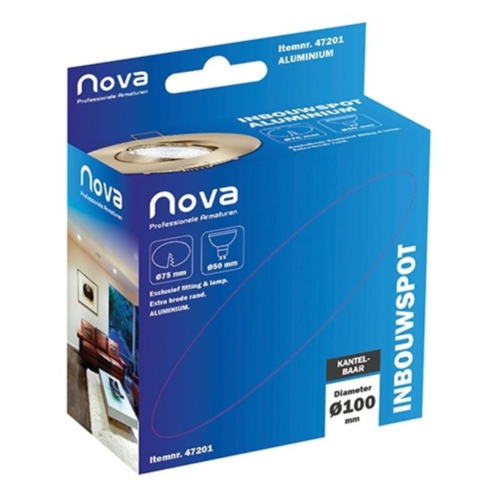 Nova Inbouwspot kantelbaar 50mm aluminium brede rand Ø98mm