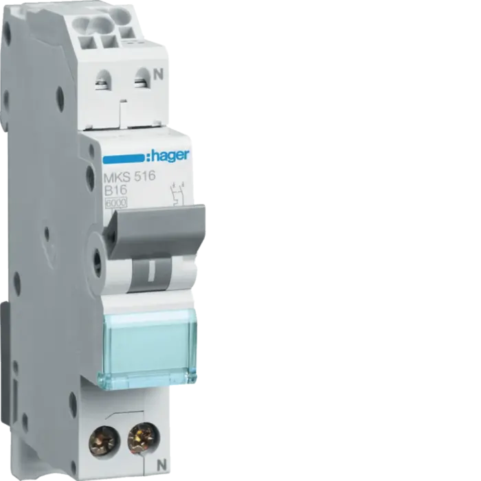 Hager Hager Installatieautomaat 16A B-kar 1P+N MKS516