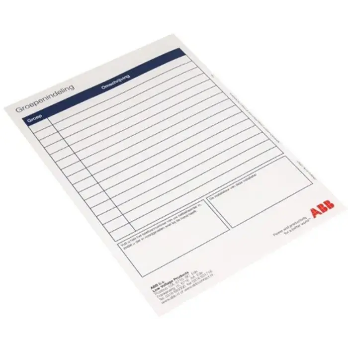ABB  ABB Groepenkaart / groepenverklaring - 1SPF006938F0003