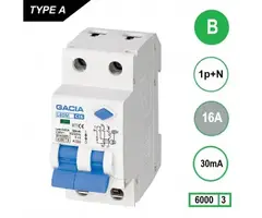 Gacia Gacia Aardlekautomaat 16A 1P+N 2 mod B kar 30mA - L80M-B16