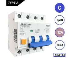 SEP SEP Aardlekautomaat 40A 3P+N 4 mod C kar 30mA - RCM4-C40.03