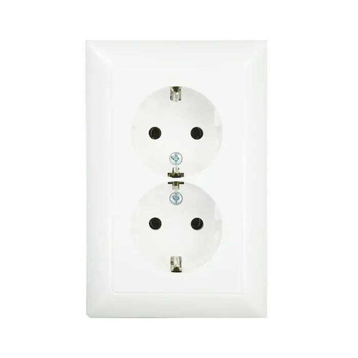 Jung Jung 2V Wandcontactdoos + randaarde inbouw voor Y-doos Alpin wit (hagelwit) AS5015WW