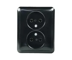 Jung Jung CD500 2-voudige wandcontactdoos zonder randaarde zwart - CD5010SW