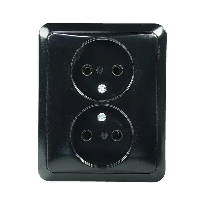 Jung Jung CD500 2-voudige wandcontactdoos zonder randaarde zwart - CD5010SW