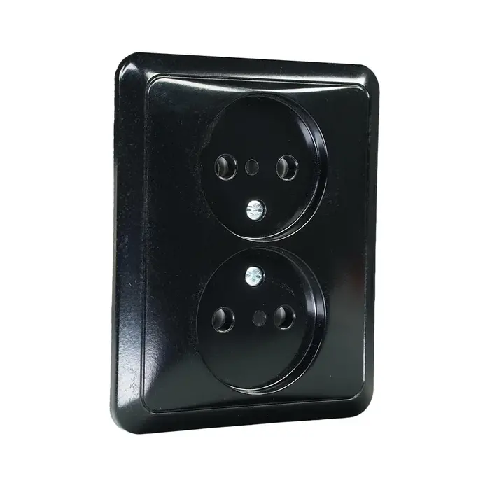 Jung Jung CD500 2-voudige wandcontactdoos zonder randaarde zwart - CD5010SW