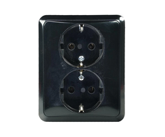 Jung Jung CD500 wandcontactdoos ra 2V zwart - CD5022NSW