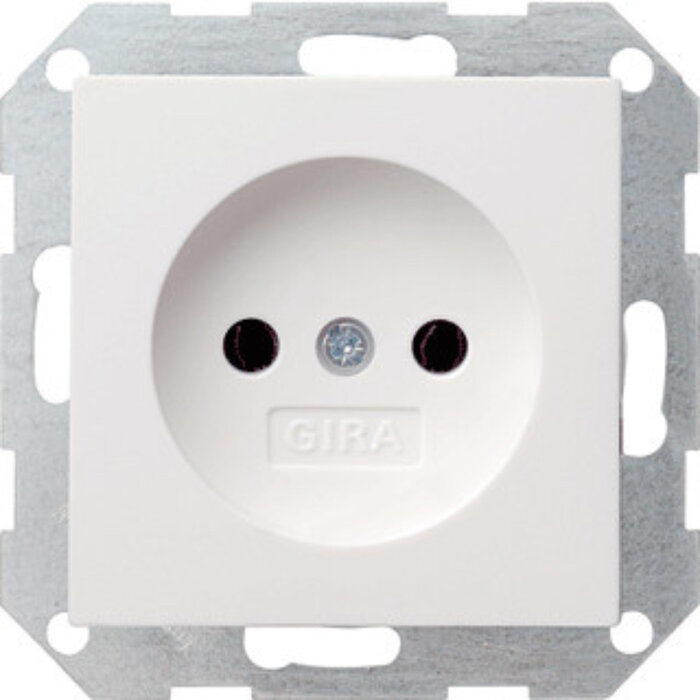 Gira Gira Wandcontactdoos ZONDER randaarde inbouw 1V Zuiver wit (hagelwit) 048003