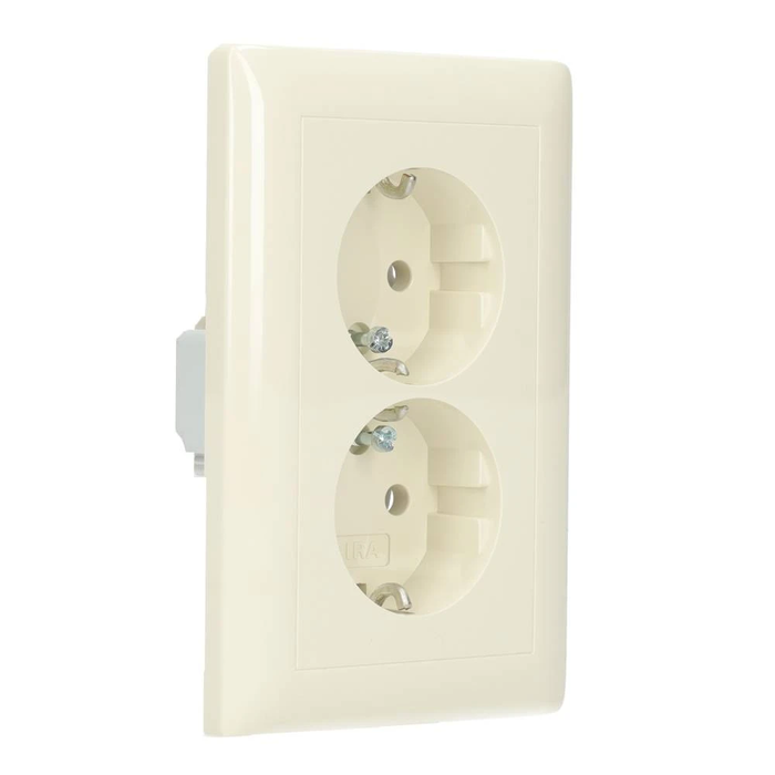 Gira Gira Wandcontactdoos met randaarde 2V inbouw voor Y-Doos Wit (creme) 078201