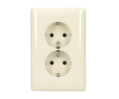 Gira Gira Wandcontactdoos met randaarde 2V inbouw voor Y-Doos Wit (creme) 078201